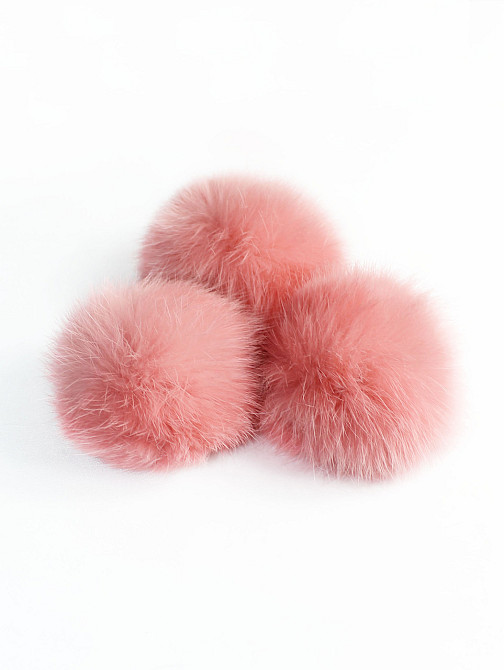 Помпони на дитячу шапку з натурального хутра кролика 7-8 см Персиковий Харків - фото 1