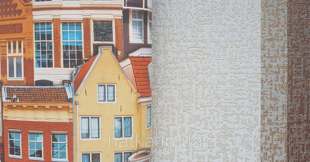 Шпалери вінілові на флізеліні AdaWall Roka 1.06х10 будинку для дитячої кімнати теракота коричневі жовті 23115-3 Київ - фото 3