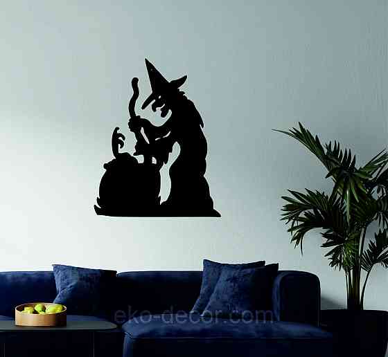 Декоративное настенное 3D Панно «Ведьма», Декор на стену с объемом 90*71 см, Черный Киев