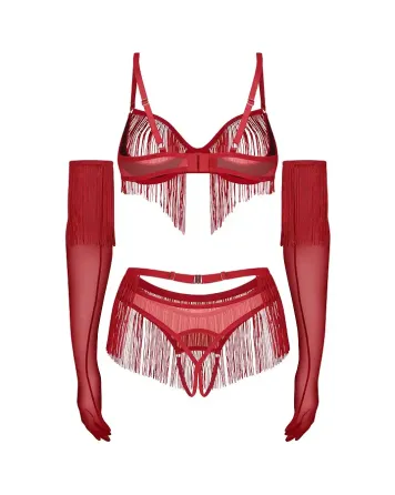 Комплект Obsessive Rossay Red 4-pcs crotchless set L/XL Львів