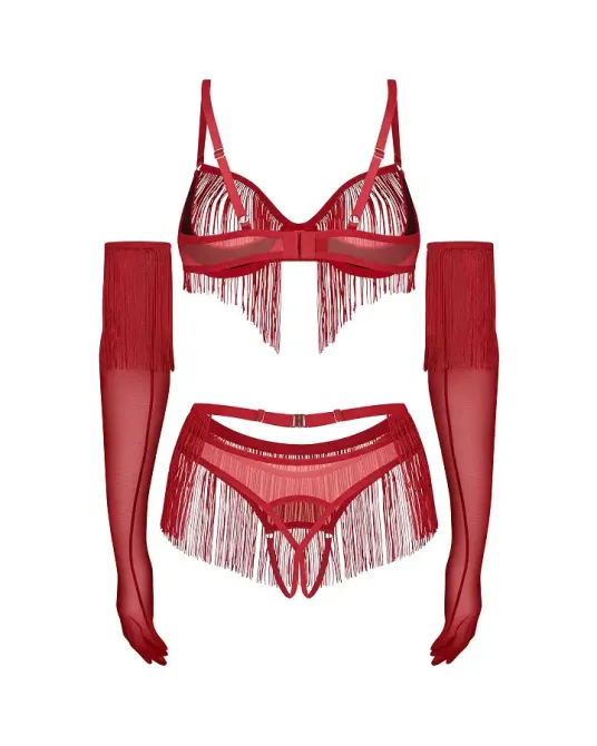 Комплект Obsessive Rossay Red 4-pcs crotchless set L/XL Львів - фото 6