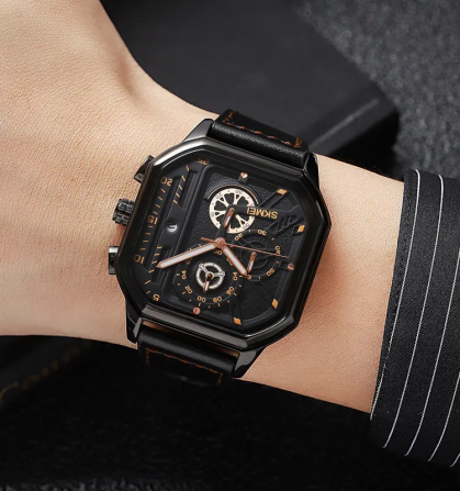 Наручний чоловічий класичний годинник Skmei 1963 Чорний-золото Вінниця - фото 7