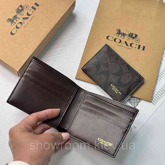 Мужское брендовое портмоне с картхолдером Coach (1381) brown Киев