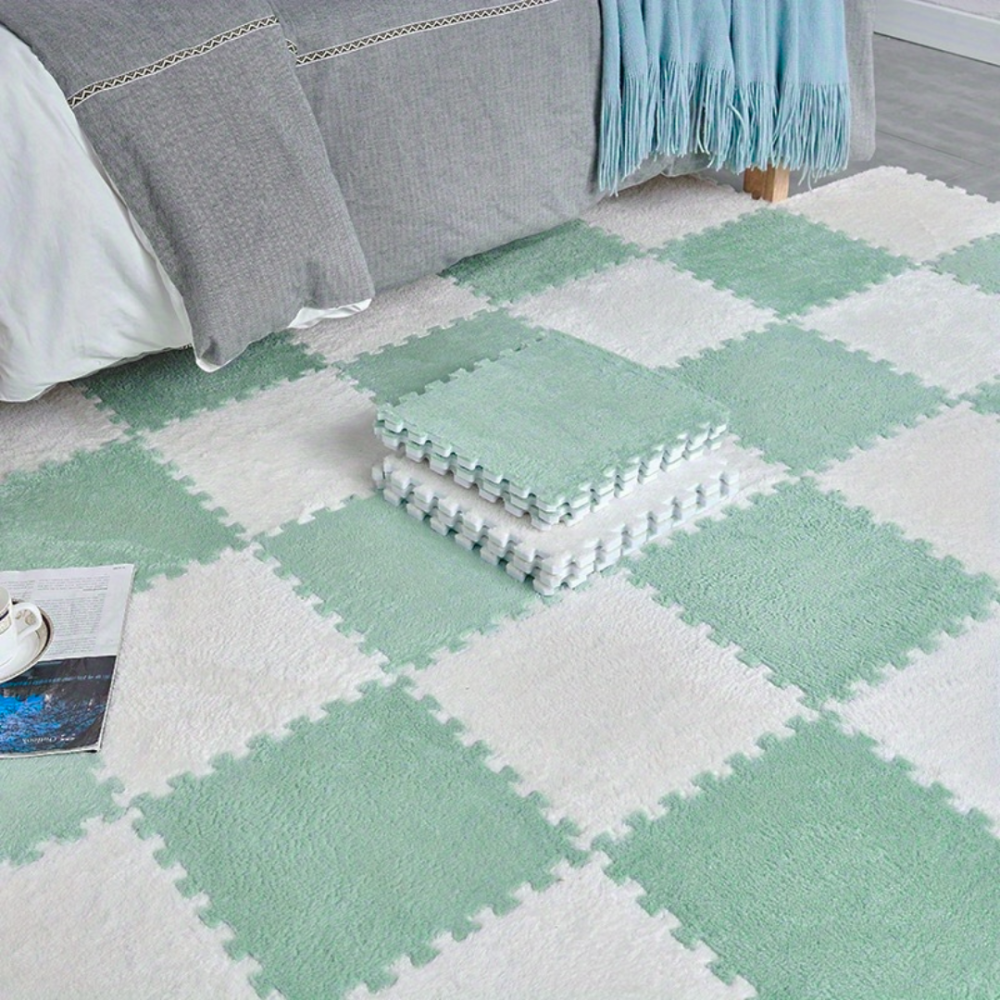 Коврик-пазл с плюшевым покрытием, термоковрик, мягкий детский мат,  90×120см, 12 пазлов, цвет зеленый Каменец-Подольский - изображение 3