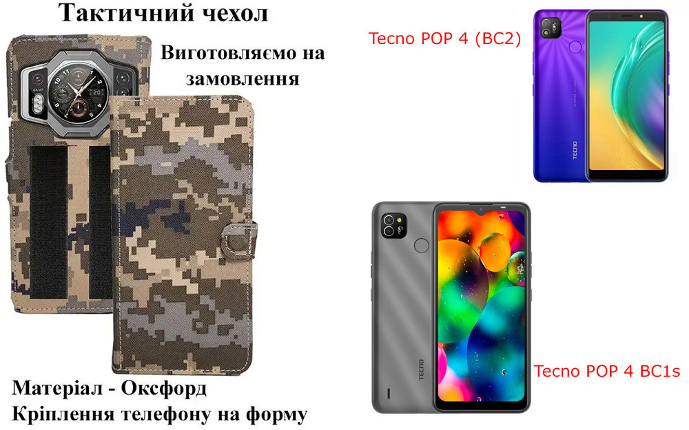 Тактический чехол для Realme 7 Pro, крепится к снаряжению на липучке Киев - изображение 1
