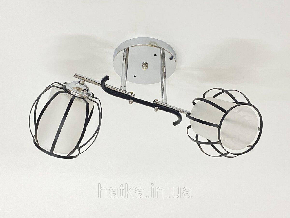 Стельова люстра на 2 плафони 91195/2 хром+чорний Київ - фото 1