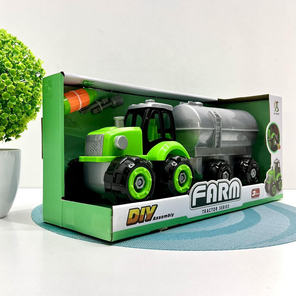 Трактор конструктор на шурупах із причепом 32 см Зелено-сірий (0488-801-2-3) Чернигов - изображение 8