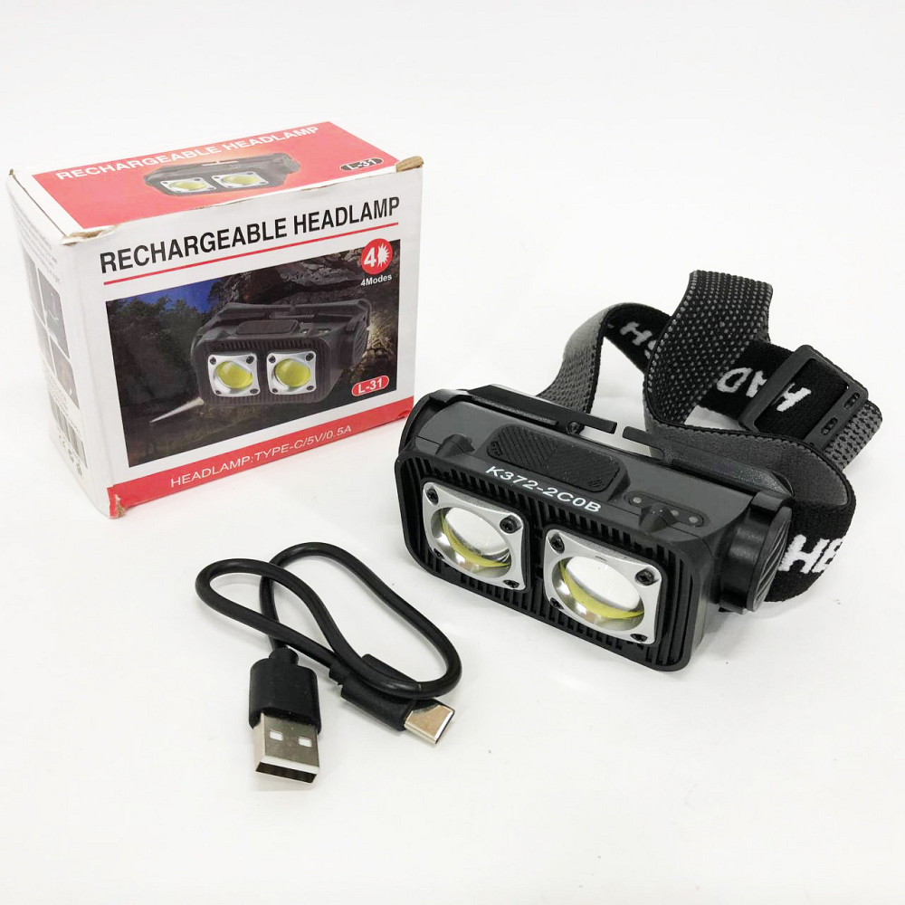 Налобний ліхтар для сто K372-2COB, Тактичний ліхтар з ремінцем для голови Налобний з лінзою OE-12 Львів - фото 6