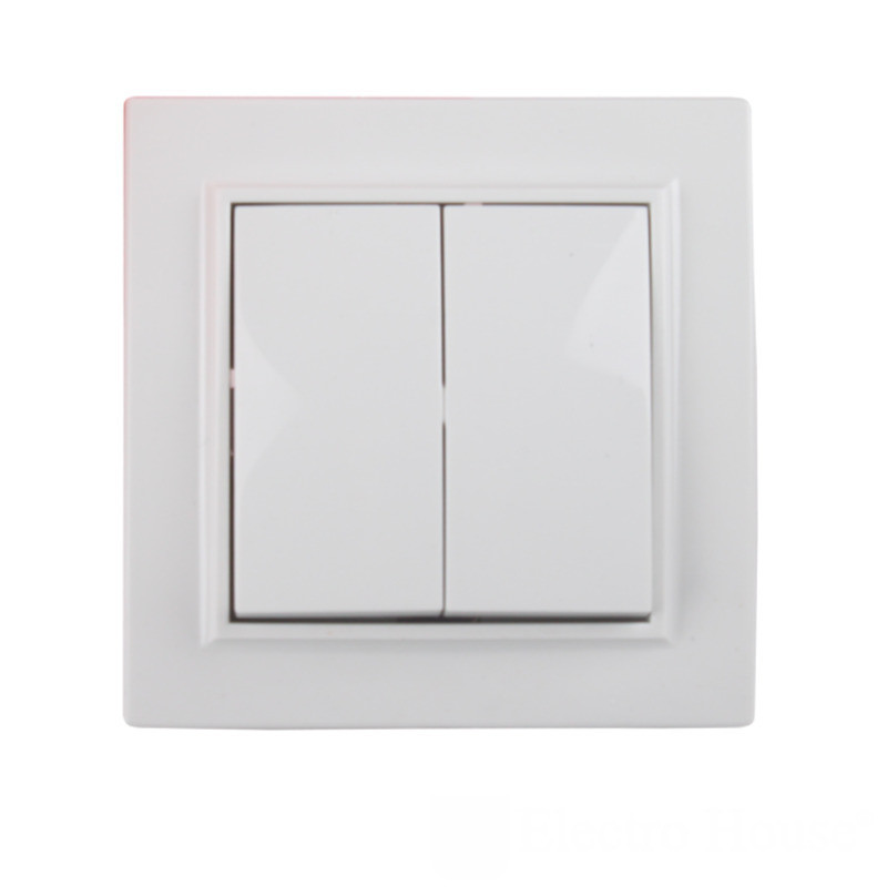 Выключатель двойной, Enzo белый Днепр - изображение 1