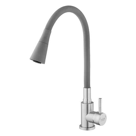 Змішувач для кухні з гнучким виливом Kroner KRP Edelstahl Klassisch — ESG031GRA сатин/сірий Київ