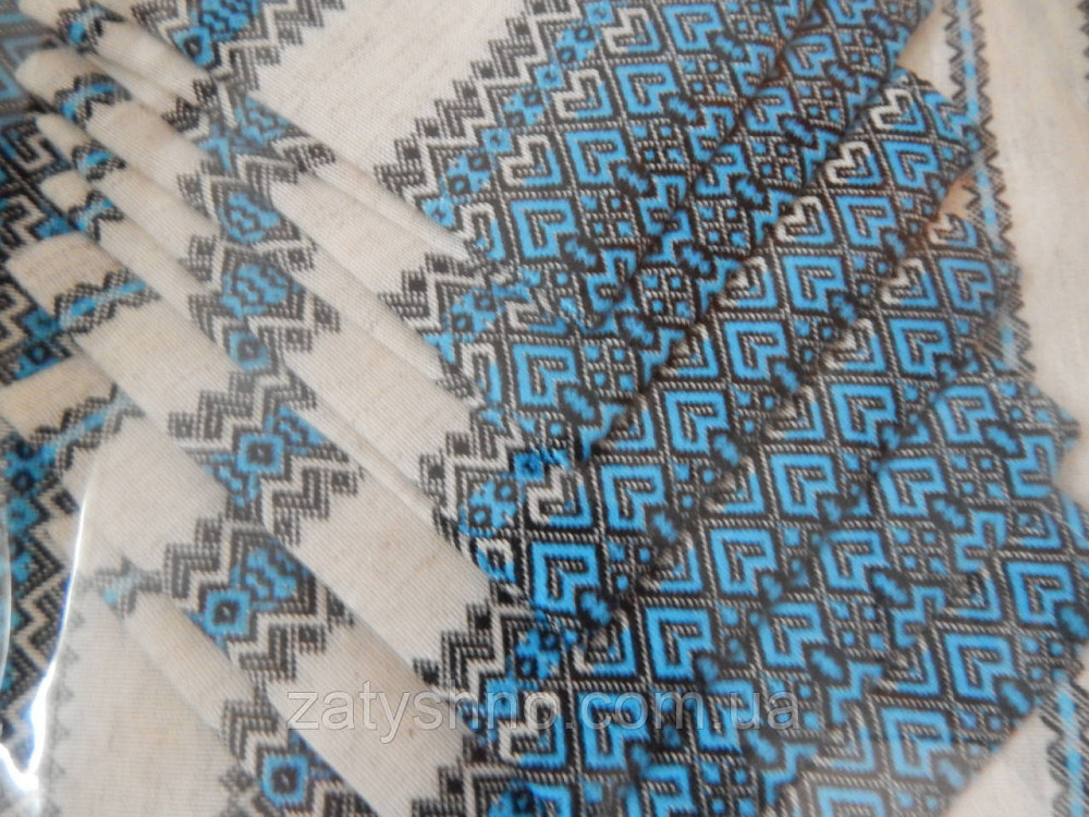 Комплект скатертини вишитий блакитний із сетами Київ - фото 1