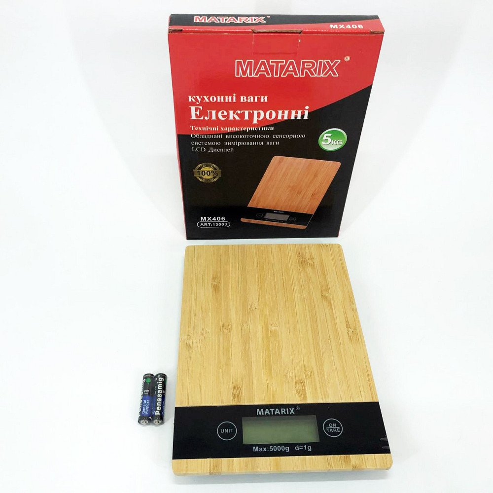 Компактные кухонные весы с батарейками MATARIX MX-406 5кг Wood, Кухонные весы с функцией сброса тары FX-48 Ивано-Франковск - изображение 10