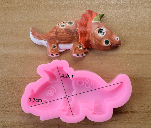 Молд силиконовый Динозавр 42 на 77 мм розовый Киев - изображение 2