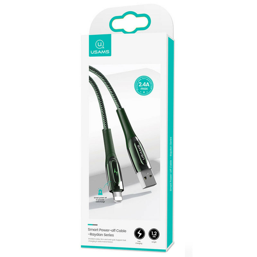 Кабель Usams US-SJ469 Lightning Smart Power-off Cable Raydan Series 1.2m Black Київ - фото 2