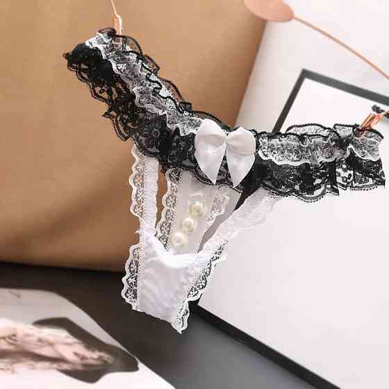 Трусики з бусинками білі - розмір універсальний, резинка тягнеться до 90см Київ