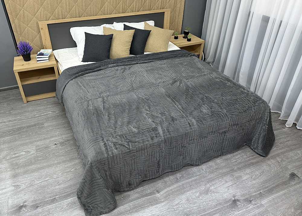 Плед-покрывало Премиум 220х240 см (+-5см) Серый (87-225) Киев - изображение 3