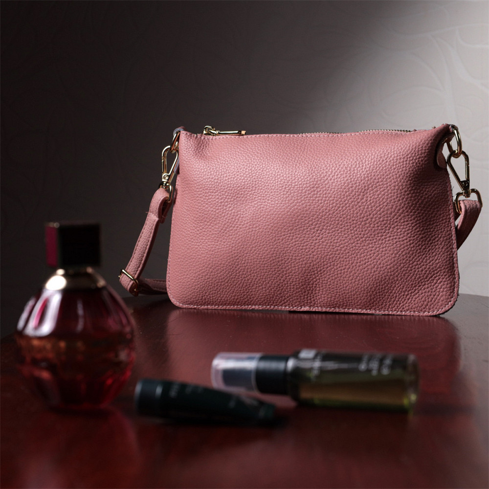 Красива жіноча сумка-клатч з двома ременями з натуральної шкіри Vintage 22644 Рожева Київ - фото 10