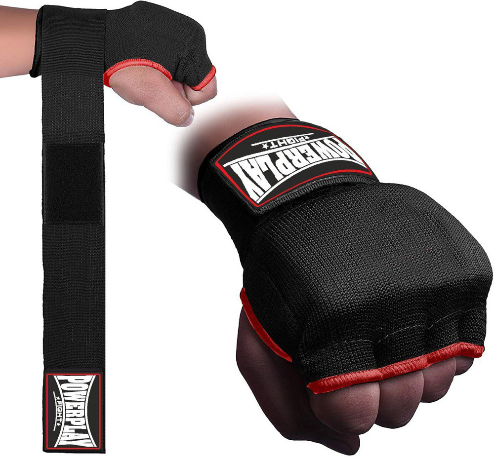 Бинти-рукавиці PowerPlay 3096 з гелевими подушечками Чорні L Кам'янське - фото 1