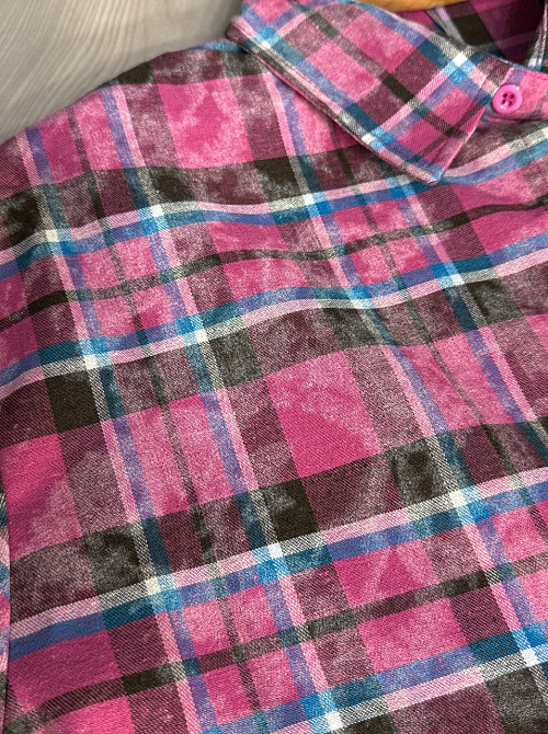 Сорочка жіноча YZY 7765 в клітинку оверсайз широка варена, малиновий, one size Київ - фото 12