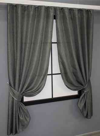 Комплект коротких штор VR-Textil Лен Мешковина № 1282ш 130х170 см 2 шт Серый (35-0084) Киев