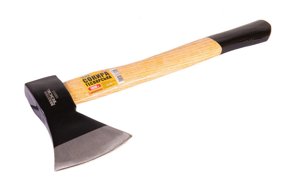 Топор MASTERTOOL 1000 г HRC 50 ручка из дерева с полимерной защитой 480 мм 05-0130 Ровно - изображение 1
