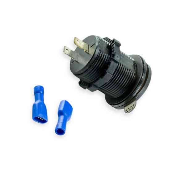 Гніздо врізне 1 USB швидка зарядка QC 3,0 12-24В, вольтметр, кнопка ON, OFF, підсвічування зелене Мукачево