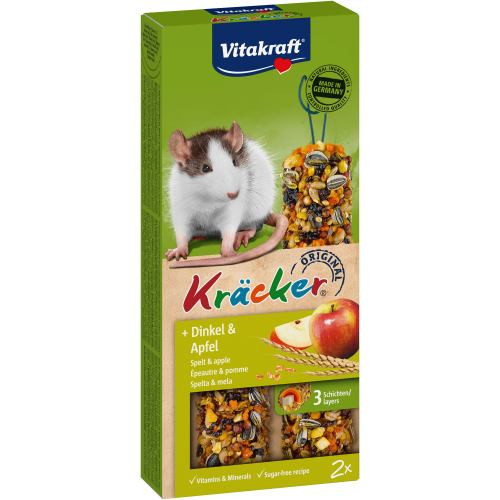Ласощі Vitakraft Kracker Original Spelt and Apple крекер для декоративних гризунів і щурів із зерном та фруктами 2 шт/уп Київ - фото 1