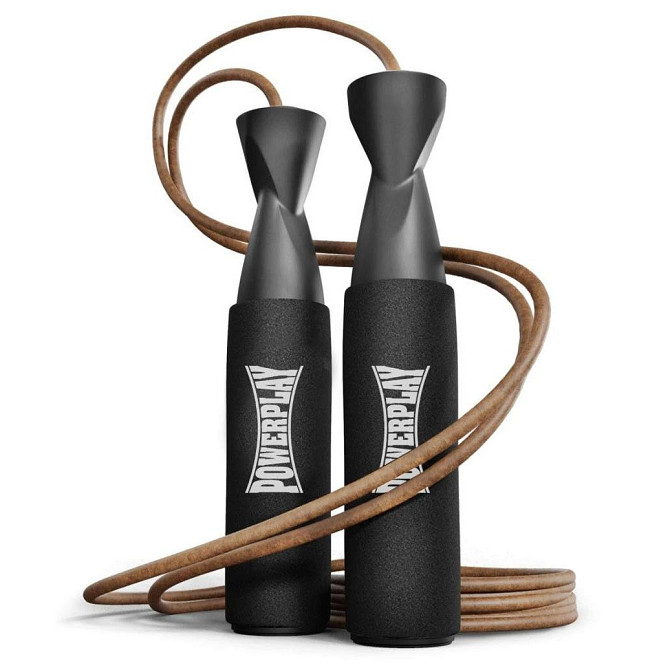 Скакалка шкіряна PowerPlay 4214 Leather Jump Rope Чорна 2.75 см. Каменское - изображение 1