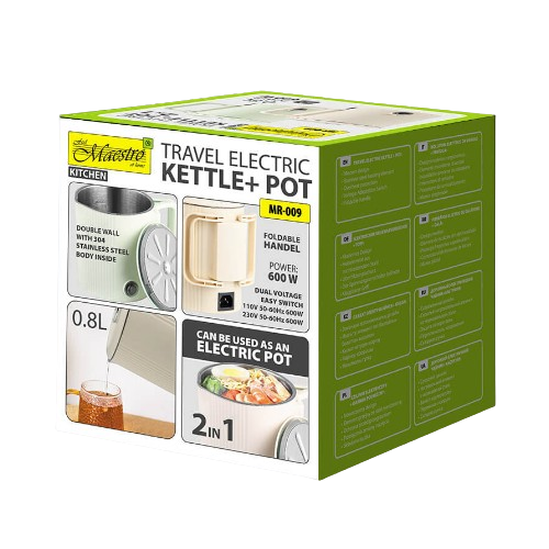 MR-009-BEIGE Дорожній.ел.чайник+ каструля 2 в 1 0,8 л Maestro Житомир