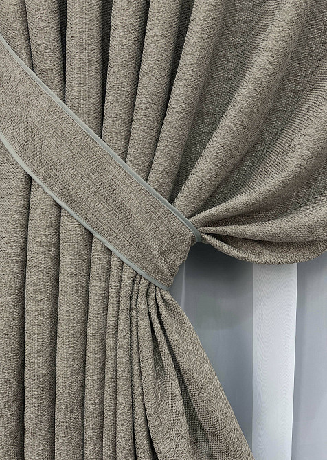 Шторна тканина фактурний льон преміум, колекція “Grand Linen” колір тауп 2029ш Київ - фото 4