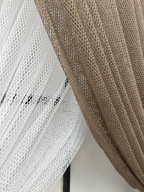 Кухонні шторки VR-Textil № 101к з підв'язками Какао з бежевим 350х170 см (52-1225) Київ - фото 7