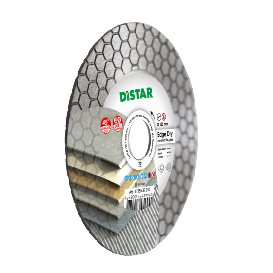 Диск алмазный отрезной Distar 1A1R 125 EDGE DRY :125x1,6x25x22,23мм, керамика, керамогранит Киев