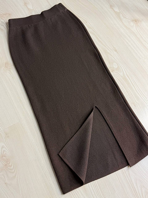 Спідниця жіноча My fashion 6808-80 в’язана з розрізом середня довжина, коричневий, one size Київ - фото 7