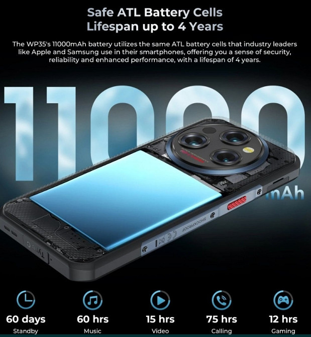 Телефон Oukitel WP35 5G 8/256Gb. Green 11000mAh. Dim 6100 IPS 6.6