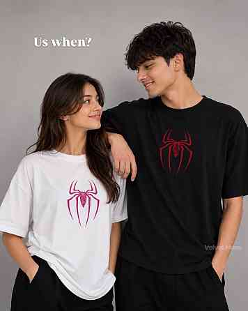 Парні футболки для закоханих — LOVE SPIDER |  Чоловіча та жіноча футболки Білий комплект, L, S Чернівці