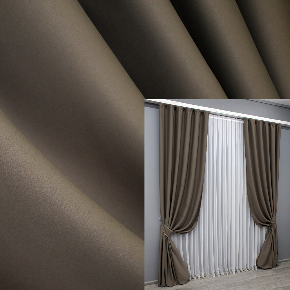 Комплект готових штор VR-Textil Блекаут Midnight № 1673ш Какао 100х290 см 2 шт (31-824) Київ - фото 1