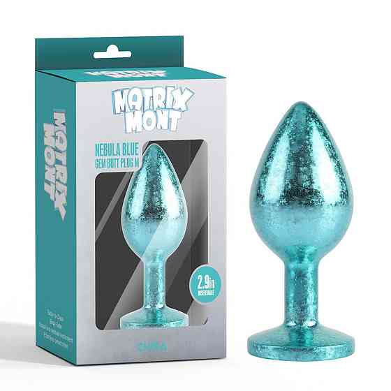 Анальная пробка голубая поталь CHISA MATRIX MONT с голубым камнем, размер M Sex Aura Киев
