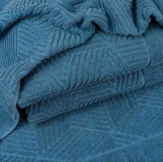 Комплект махрових рушників Уельс 2шт GM Textile 50х90см, 70х140см 500г/м2 (Синій) Суми