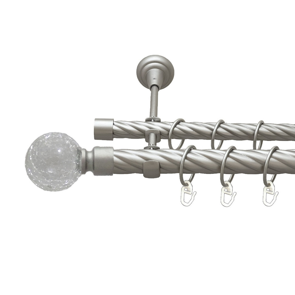 Карниз Orvit Сепія металевий дворядний відкритий скручена труба кільце металеве Сатин 25\19 мм 200 см Львов - изображение 1