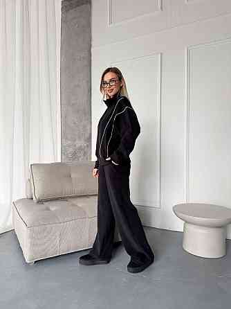 Стильный женский теплый флисовый костюм двойка Черный, 50/52 Одесса