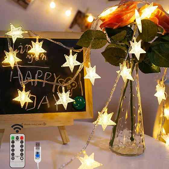 LED Гірлянда "Зірки" (10м, USB) теплі білі, 10M 80LEDs з пультом керування Київ