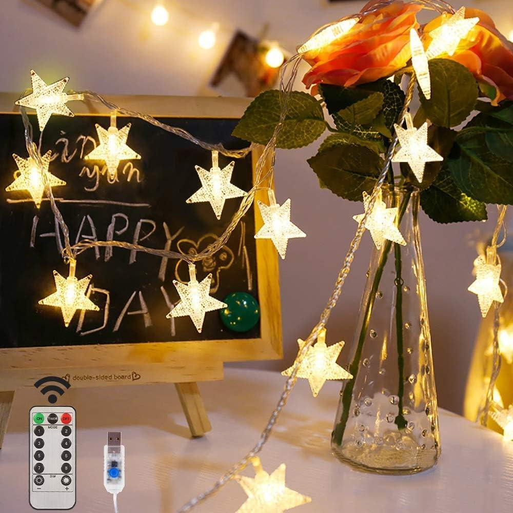 LED Гірлянда "Зірки" (10 м, 80 LED, USB): тепле біле світло, 8 режимів, пульт ДУ для святкової атмосфери Київ - фото 1