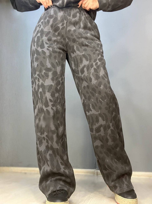 Костюм жіночий A-N 2762 утеплений худі на блискавці з брюками леопардовий графіт, графіт, M Київ - фото 15