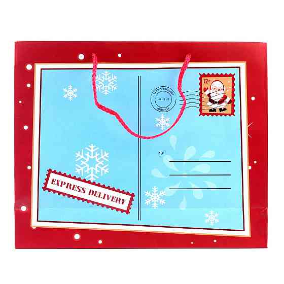 Пакет паперовий "Christmas" 32 х 26 см, червоно-блакитний Рівне