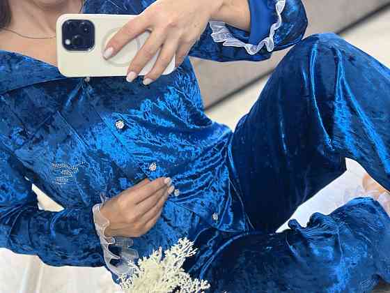 Женская домашняя повседневная пижама из мраморного велюра Электрик, 50/52 Одесса