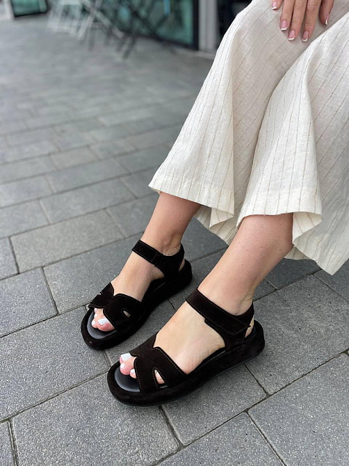 Соната Босоніжки жіночі темно-коричневі з натуральної замші Соната Люба / Зручні босоніжки р. 3 Коломия - фото 6