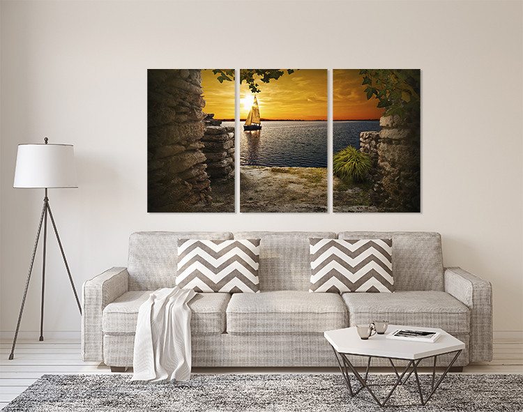 Модульная картина в гостиную / спальню  Човен в морі     ART-312_3A 70х130 см Киев - изображение 2