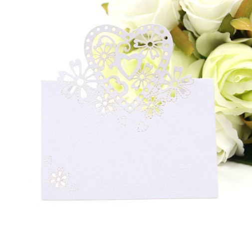 Рассадочные карточки для гостей с сердечком 10 штук 9 на 9 см белый Киев - изображение 3