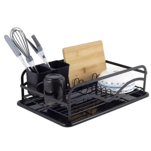 Сушарка для посуду 41,5*13,5*28см з піддоном алюміній чорний 0755 KAMILLE Житомир - изображение 3