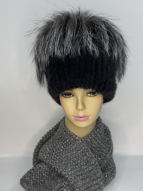 Женская норковая шапка кубанка Черный Харьков - изображение 1